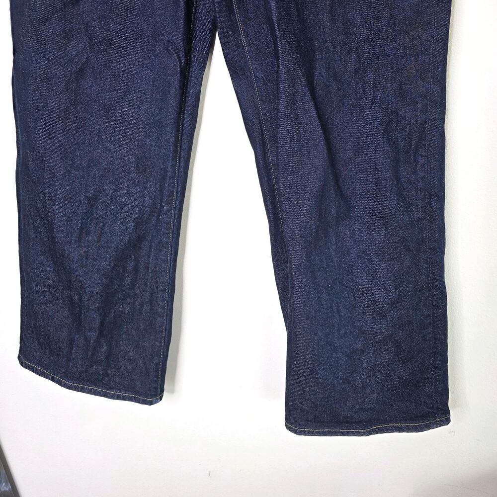AE77 Premium Stovepipe Jeans 14 Short Dark Wash High Rise Straight Leg Denim - Picture 3 of 9